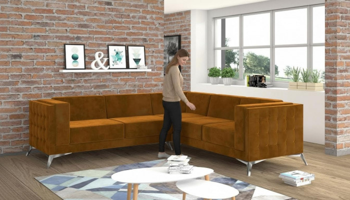 Ecksofa Wunnlandschaft Design Sofa Canapé Polster Sëtz Garnitur Textil