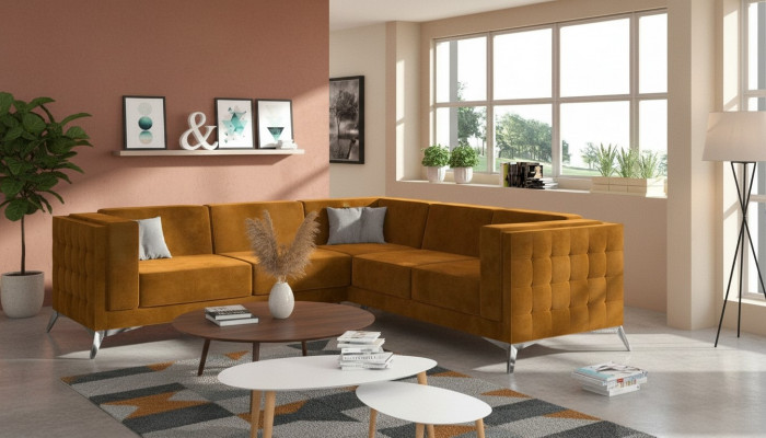 Ecksofa Wunnlandschaft Design Sofa Canapé Polster Sëtz Garnitur Textil