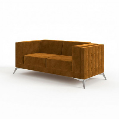 Zweesëtzer 2 Sëtzer Chesterfield gepolstert Couch Stoff Couchen Sofa Sëtz Garnitur