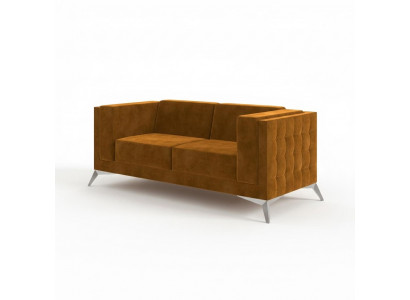 Zweesëtzer 2 Sëtzer Chesterfield gepolstert Couch Stoff Couchen Sofa Sëtz Garnitur