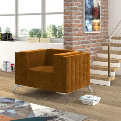Chesterfield Fotell Couch 1 Sëtz Stoff Couchen Polster Nei Fernseh Sofa