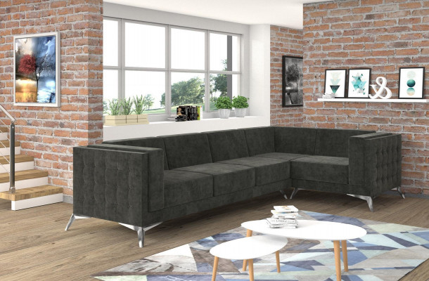 Eckcanapé Chesterfield Canapé Polstergruppe Canapé Wunnlandschaft Dekoratioun L-Form