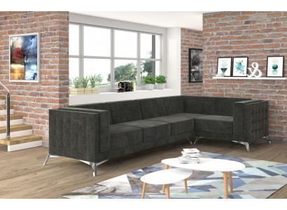 Eckcanapé Chesterfield Canapé Polstergruppe Canapé Wunnlandschaft Dekoratioun L-Form