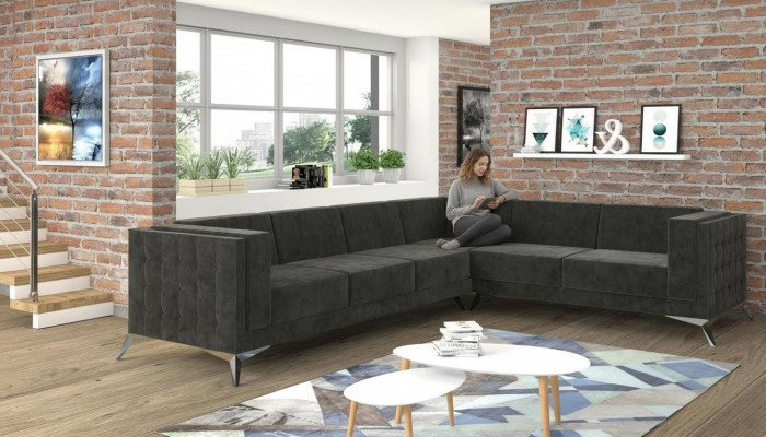 Design Eck Ecksofa L-Form Modern Sofas Stoffsueddivan Canapé Wunnlandschaft