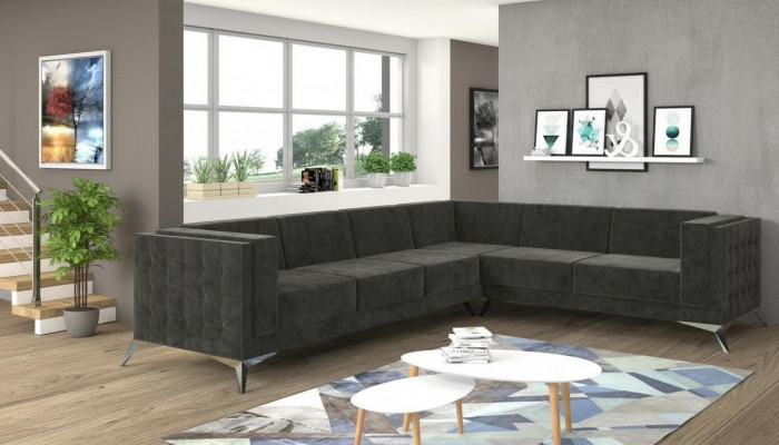 Design Eck Ecksofa L-Form Modern Sofas Stoffsueddivan Canapé Wunnlandschaft