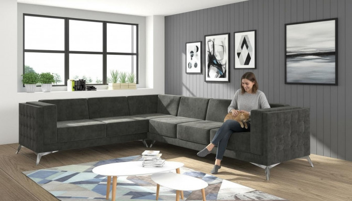 Wunnlandschaft Ecksofa L-Form Sofa Couch Deko Design Couch Textil Modern