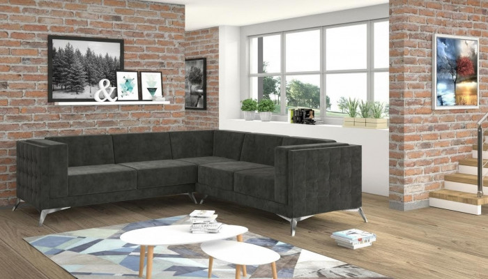 Wunnlandschaft Ecksofa L-Form Sofa Couch Deko Design Couch Textil Modern