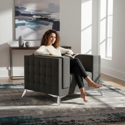 Chesterfield Fauteuil Canapé 1 Sëtz Couchen Polster Nei Sofa Fernseh Textil