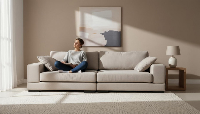 Sofa 4-Sëtzer Stoffsofa Luxus Designer Couch Couchen grouss Polster Lümmel 274cm