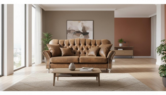 Vintage Chesterfield Couch-Set Canapé Polstersofa Lieder 3+1 Sëtzer Set