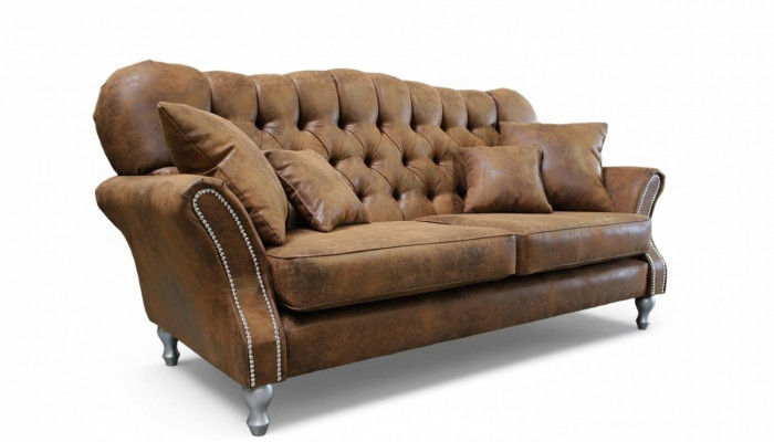 Vintage Chesterfield Couch-Set Canapé Polstersofa Lieder 3+1 Sëtzer Set