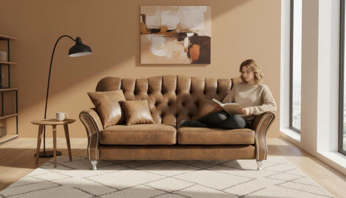 Sofa Couch Polster 3 Sëtzer Lieder Sofae Couchen Sëtz Chesterfield Design