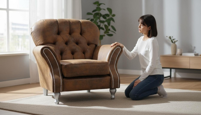 Design Still 1 Sëtz Braun Textil Luxus Club Lounge Sofa Fernseh Chesterfield