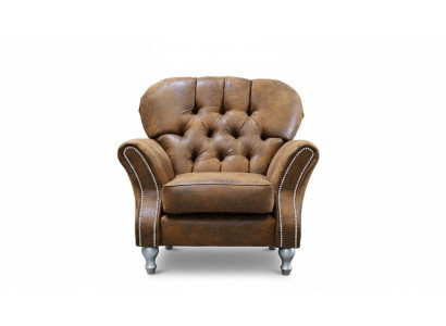 Design Still 1 Sëtz Braun Textil Luxus Club Lounge Sofa Fernseh Chesterfield
