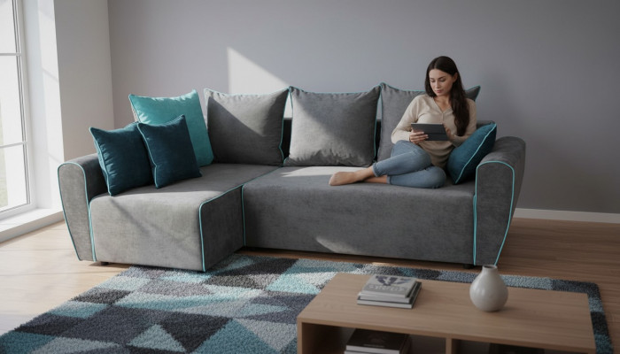 Grouss Canapé Couch Eckcanapé Schlofzëmmer XXL Polster Eck Garnitur Stoff Wunnlandschaft