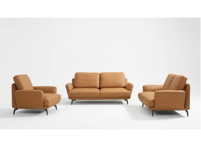 Ledersofa Sofagarnitur Deko 3+2+1 Sëtzer Set Polstersofa Garnitur Couch