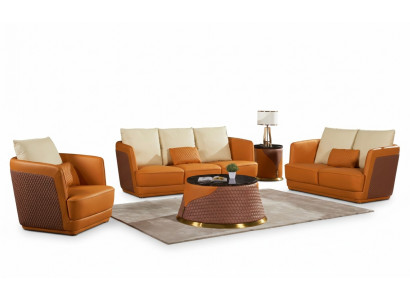 Wunnlandschaft Sofagarnitur 3+2+1 Sëtzer Ledersofa Couch Garnitur