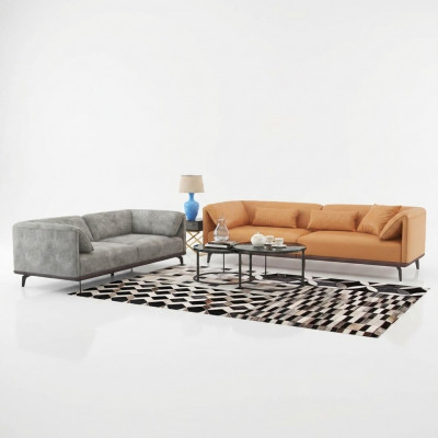 Couchgarnitur 4+3+2 Liederdivan Couch Wunnlandschaft Garnitur Design Modern Sofa
