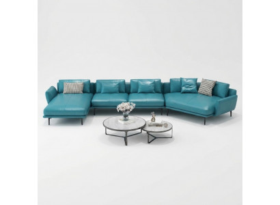 Sofa U-Form Lieder Wunnlandschaft Garnitur Design Modernsofa Canapé Sofas Türkis