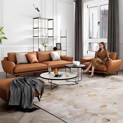 Sofagarnitur 4+3+2 Ledersofa Canapé Wunnlandschaft Garnitur Design Modern Sofa