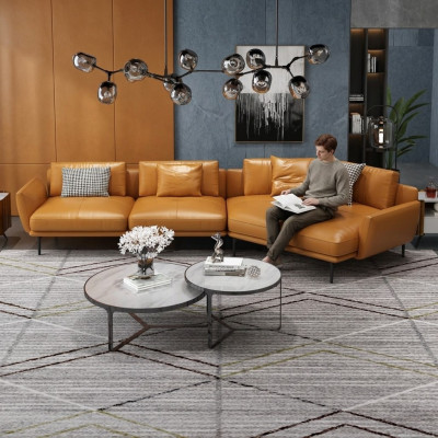 Eckcouch Sofa L-Form Ledercouch Canapé Wunnlandschaft Garnitur Trapéz Modern Sofen