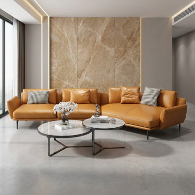 Eckcouch Sofa L-Form Ledercouch Canapé Wunnlandschaft Garnitur Trapéz Modern Sofen