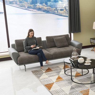 Zween-Sëtz Design Sofa 2 Sëtzer Sëtz Couch Polster Garnitur Sofaen Stoff Sofas