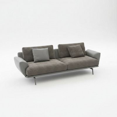 Zween-Sëtz Design Sofa 2 Sëtzer Sëtz Couch Polster Garnitur Sofaen Stoff Sofas