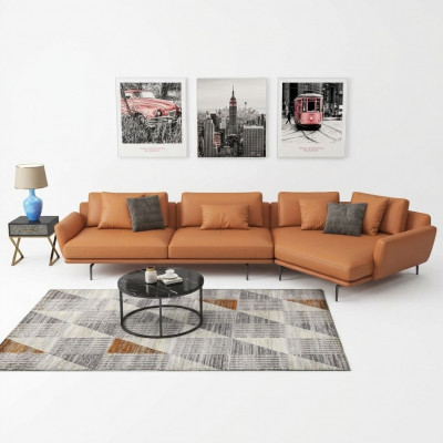 Ecksofa L-Form Stoff Couch Wunnlandschaft Garnitur Design Modern Sofa Trapez Nei