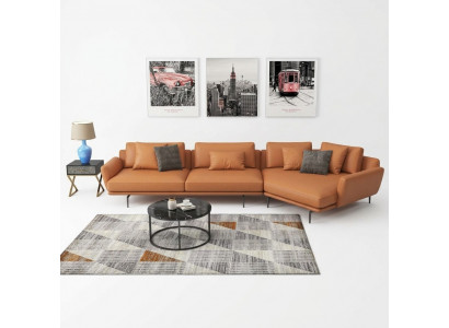 Ecksofa L-Form Stoff Couch Wunnlandschaft Garnitur Design Modern Sofa Trapez Nei