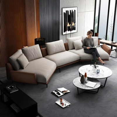 Ecksofa U-Form Stoff Couch Wunnlandschaft Garnitur Design Modern Sofa Trapez Nei