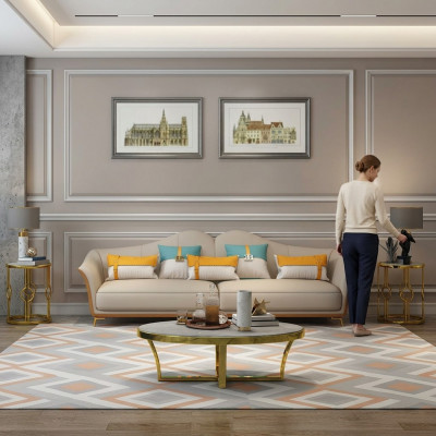 Luxus dräisëtzeger Couch Sëtz Polster 3 Sëtzpolster Couchen Lounge Club Neit Sofa