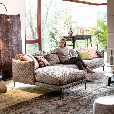 Ecksofa L-Form Canapé Wunnlandschaft Garnitur Design Modern Sofa Stoft Textil Nei