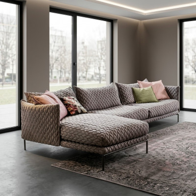 Ecksofa L-Form Canapé Wunnlandschaft Garnitur Design Modern Sofa Stoft Textil Nei