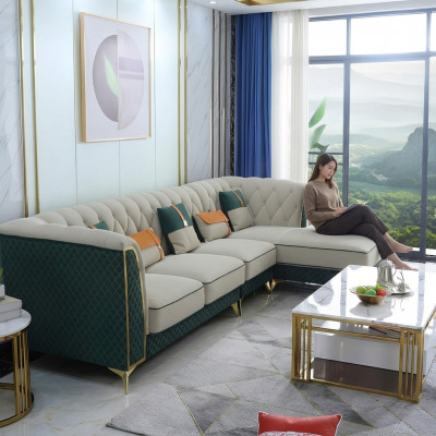 Design Ecksofa L-Form Ledersofa Canapé Wunnlandschaft Garnitur Design Modern Sofas