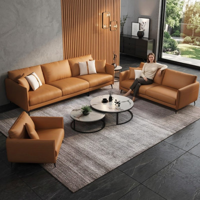Sitzgrupp 3+2+1 Sëtz Ledersofa Canapé Wohnlandschaft Garnitur Design Modern