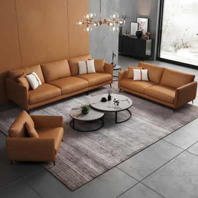 Sitzgrupp 3+2+1 Sëtz Ledersofa Canapé Wohnlandschaft Garnitur Design Modern