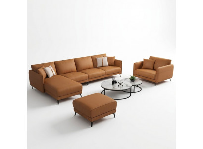 Eckcouch + Sessels Ledersofa Couch Wunliewenslandschaft Garnitur Design Modern Couch Setzplaz