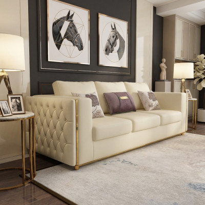 Ledercouch Couch Wunnlandschaft Garnitur Design Modern Sofas Sofa 3 Sëtzer Sëtz