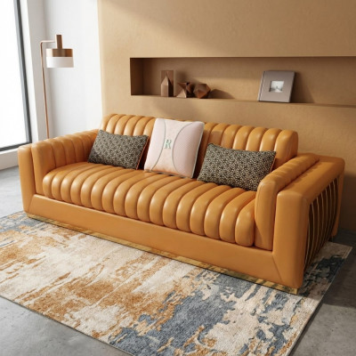 Wunnlandschaft Garnitur Design Modern Sofas Sofa 3 Sëtz Ledersofa Canapé