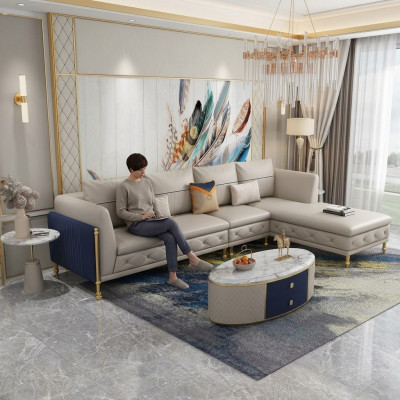 Luxuriéis Wunnzëmmer Eckgarnitur Ecksofa Eckcouch Sofa Polster Eck Couch Lieder