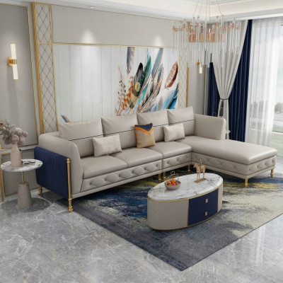 Luxuriéis Wunnzëmmer Eckgarnitur Ecksofa Eckcouch Sofa Polster Eck Couch Lieder
