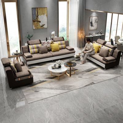 Stoff Textil Canapé Couch Sofa Wunnlandschaft Canapéen Set 3+2+1 Design Canapéen Neigkeeten