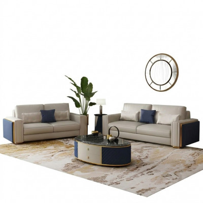 Sofagarnitur 3+2+1 Design Modern Sofas Ledersofa Couch Wunnlandschaft Sofa Sëtz