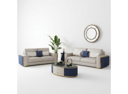 Sofagarnitur 3+2+1 Set Couchtisch Design Sofassen Ledersofa Couch Wunnlanchaft