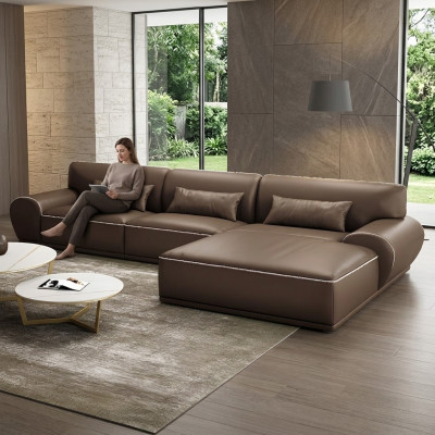 Design Eck Ecksofa L-Form Modern Sofas Ledersofa Wunnlandschaft Sëtz Sofa