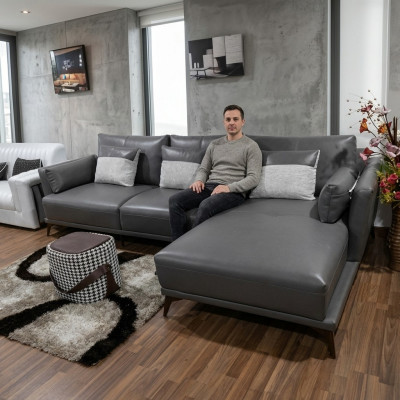 Ecksofa an L-Form Wunnlandschaft Sofa Canapé Polster Garnitur Stoff Lieder Sofas