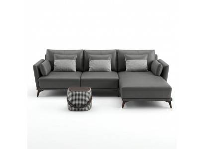Ecksofa an L-Form Wunnlandschaft Sofa Canapé Polster Garnitur Stoff Lieder Sofas