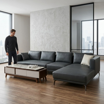 Eck Eckcouch L-Form Wunnlandschaft Sofa Canapé Polster Garnitur Stoff Couche Leder