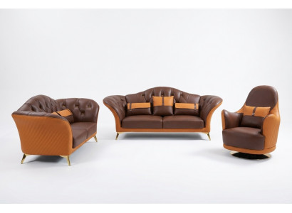 Sofa Garnitur 3+2+1 Sëtzer Wunnlandschaft Sofa Couch Polster Garnitur Ledersofa